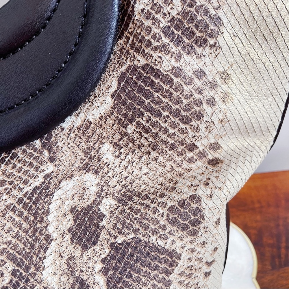 Genuine Leather Brown Ivory Python Print Tote NEW… - image 9